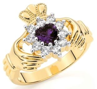 Diamond Alexandrite Gold Silver Claddagh Ring