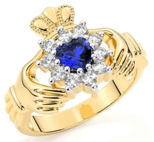 Diamond Sapphire Gold Silver Claddagh Ring