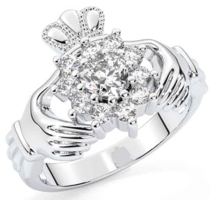 Diamond Silver Claddagh Ring