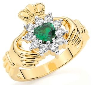 Diamant Smaragd Goud Claddagh Ring