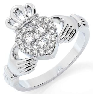 Diamond Silver Claddagh Ring