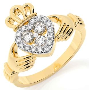 Diamond Gold Claddagh Ring