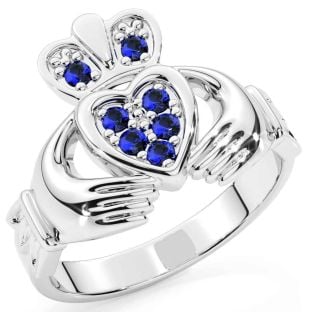 Ladies Sapphire Silver Celtic Trinity knot Ring 