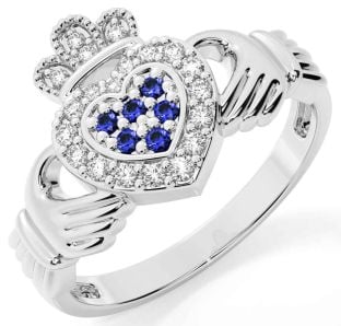 Ladies Sapphire Silver Celtic Trinity knot Ring 