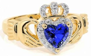 Diamond Sapphire Gold Silver Claddagh Ring