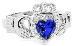 Diamant Saffier Zilver Claddagh Ring