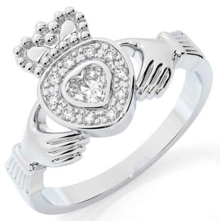 Diamond Silver Claddagh Ring