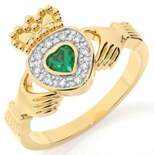 Diamant Smaragd Gull Claddagh Ringe