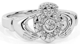 Diamond Silver Claddagh Ring