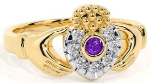 Diamant Amethyst Gold Claddagh Ring