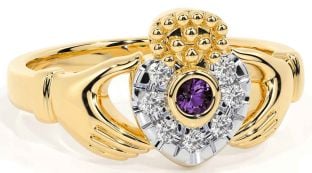 Diamond Alexandrite Gold Claddagh Ring