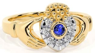 Diamond Sapphire Gold Claddagh Ring