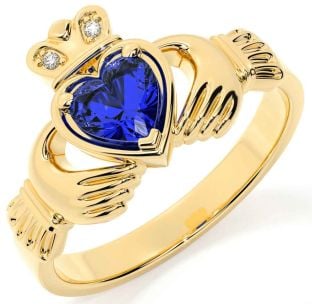 Diamond Sapphire Gold Silver Claddagh Ring