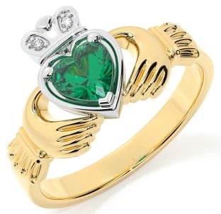 Diamond Emerald Gold Silver Claddagh Ring