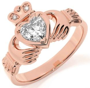 Diamond Rose Gold Claddagh Ring
