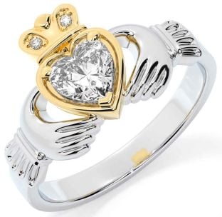 Diamant Or Argent Claddagh Anneau