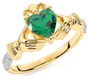 Diamant Smaragd Goud Claddagh Ring