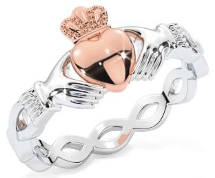 Rose Gold Silver Claddagh Ring