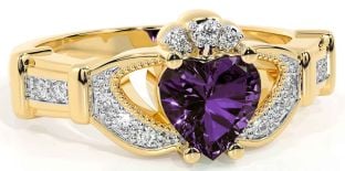 Diamond Alexandrite Gold Silver Claddagh Ring