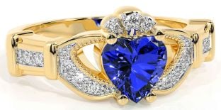 Diamond Sapphire Gold Silver Claddagh Ring