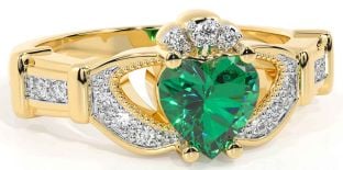 Diamant Emerald Zlato Claddagh Prsteň