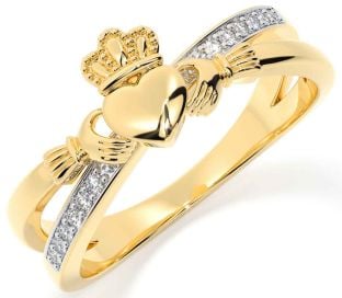 Diamond Gold Claddagh Ring