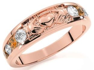 Citrine Rose Gold Claddagh Ring