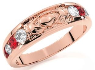 Ruby Rose Gold Claddagh Ring