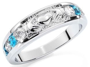 Topaz White Gold Claddagh Ring