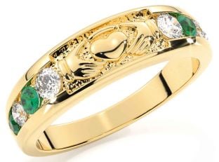 Emerald Gold Claddagh Ring