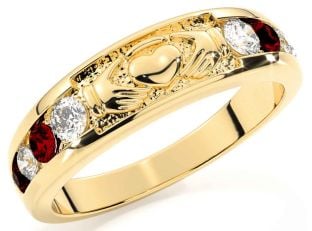 Garnet Gold Claddagh Ring