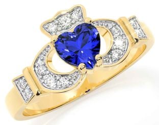 Diamond Sapphire Gold Silver Claddagh Ring