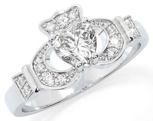 Diamond Silver Claddagh Ring