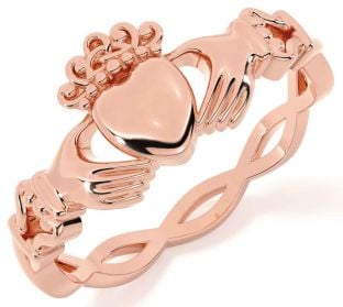 Rose Gold Silver Celtic Claddagh Ring