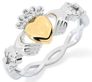 Gold Silver Celtic Claddagh Ring