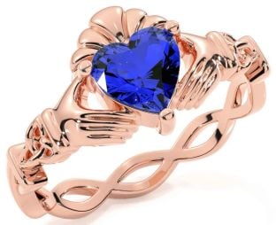 Sapphire Rose Gold Claddagh Ring