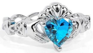 Topaz Silver Claddagh Ring