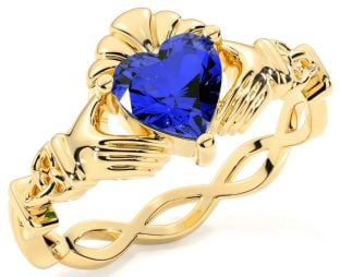 Sapphire Gold Claddagh Ring