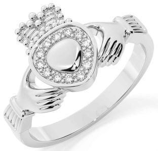 Classic Ladies White & Yellow Gold Claddagh Ring