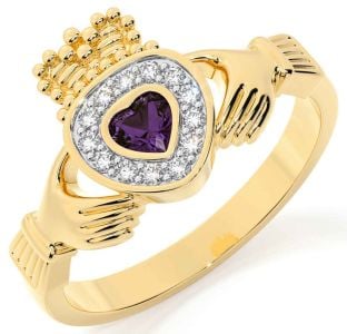 Classic Ladies White & Yellow Gold Claddagh Ring