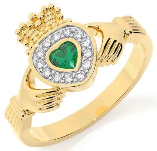 Classic Ladies White & Yellow Gold Claddagh Ring