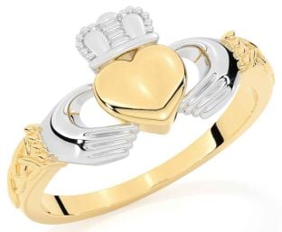 Gold Silver Celtic Claddagh Ring