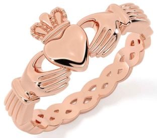 Rose Gold Silver Celtic Claddagh Ring