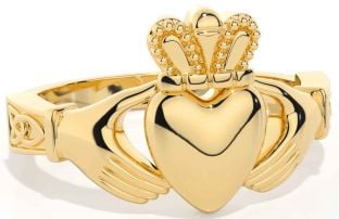 Men's Gold Silver Claddagh Celtic Trinity Knot Ring