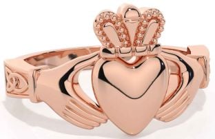 Men's Rose Gold Claddagh Celtic Trinity Knot Ring