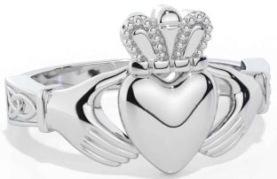 Men's Silver Claddagh Celtic Trinity Knot Ring