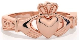 Rose Gold Silver Claddagh Celtic Trinity Knot Ring