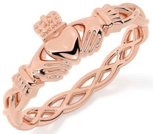 Rose Gold Silver Celtic Claddagh Ring