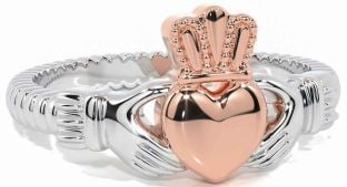 Rose Gold Silver Claddagh Ring