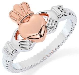 Rose Gold Silver Claddagh Ring